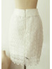 Ivory Lace Ruching Sash Knee Length Skirt